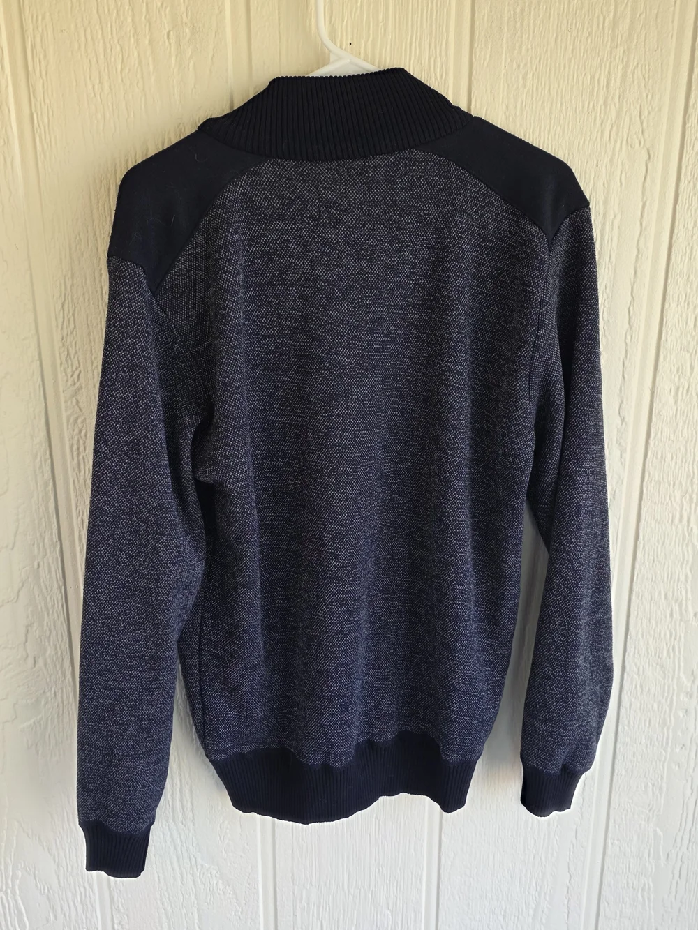 Men's Billy London Navy Heather Quarter-Zip Knit Sweater, Size Medium